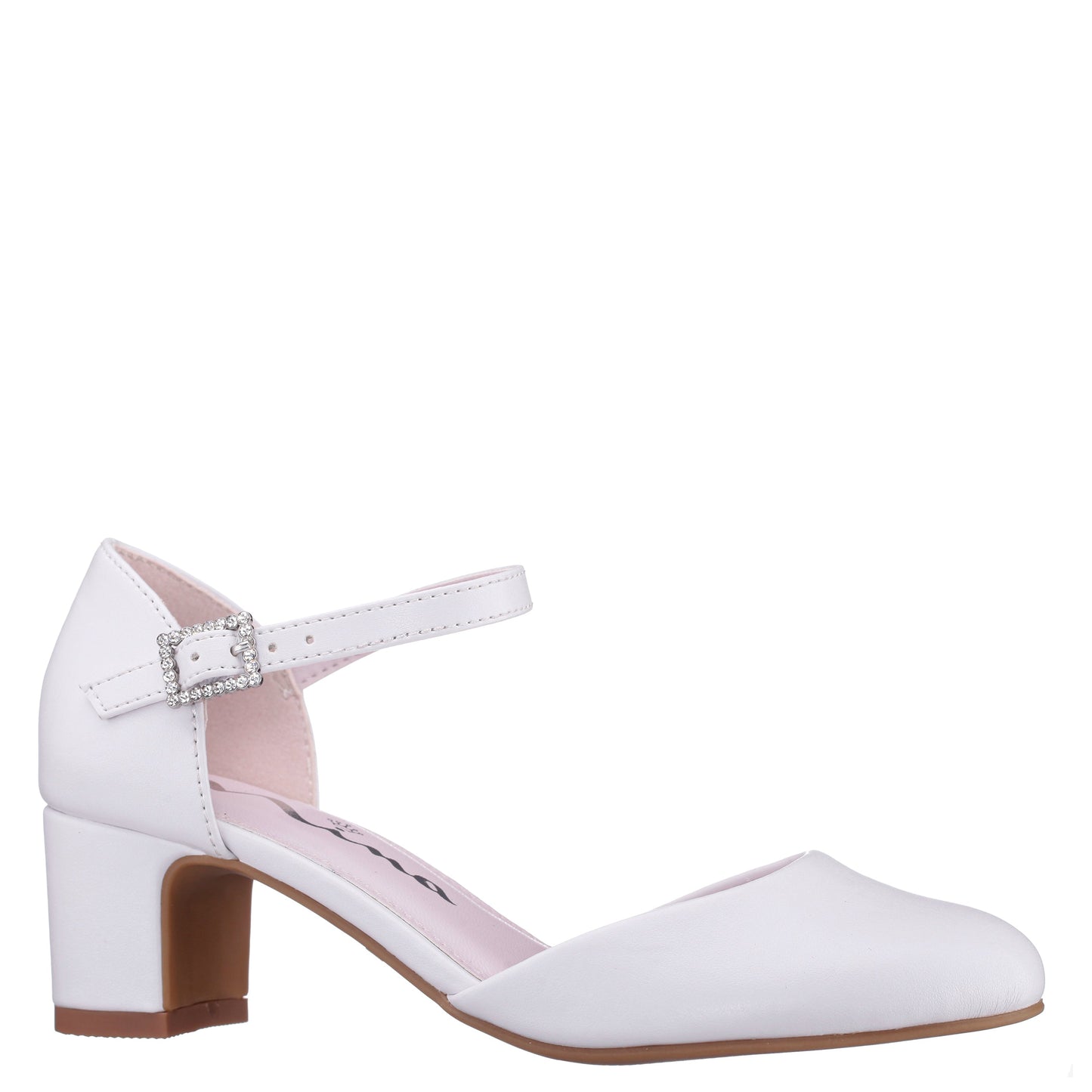 Girls Macey White Smooth 2-Piece Heel | Nina Shoes