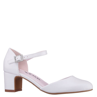 Girls Macey White Smooth 2-Piece Heel | Nina Shoes