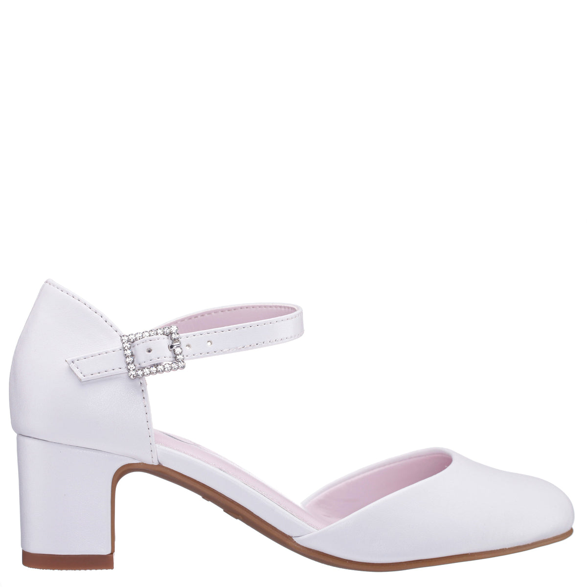 Girls Macey White Smooth 2-Piece Heel | Nina Shoes