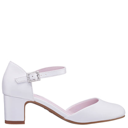 Girls Macey White Smooth 2-Piece Heel | Nina Shoes