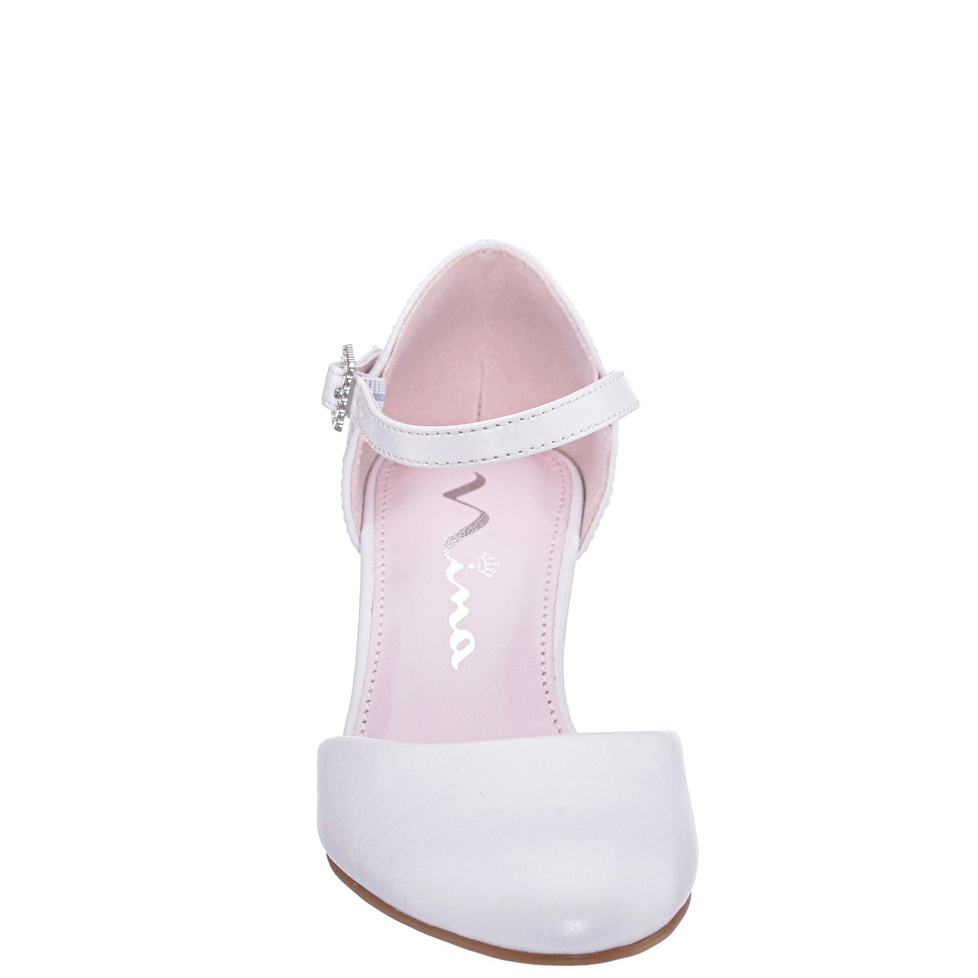 Girls Macey White Smooth 2-Piece Heel | Nina Shoes