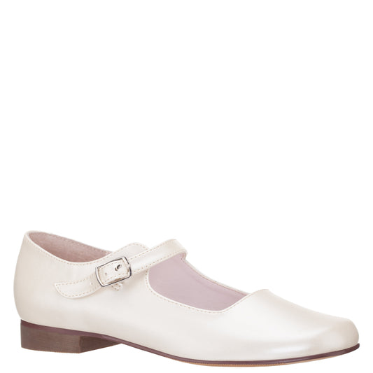 Girls Bonnett Beige Pearlized Mary Jane Dress Shoes | Nina Shoes