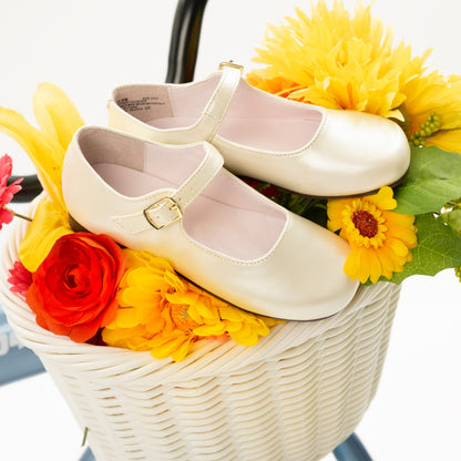 Girls Bonnett Beige Pearlized Mary Jane Dress Shoes | Nina Shoes