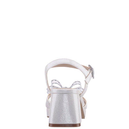 Girls Aiza White Glitter Heel Platform Sandal | Nina Shoes