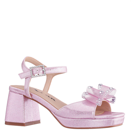 Girls Aiza Pink Glitter Heel Platform Sandal | Nina Shoes
