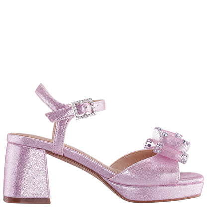 Girls Aiza Pink Glitter Heel Platform Sandal | Nina Shoes
