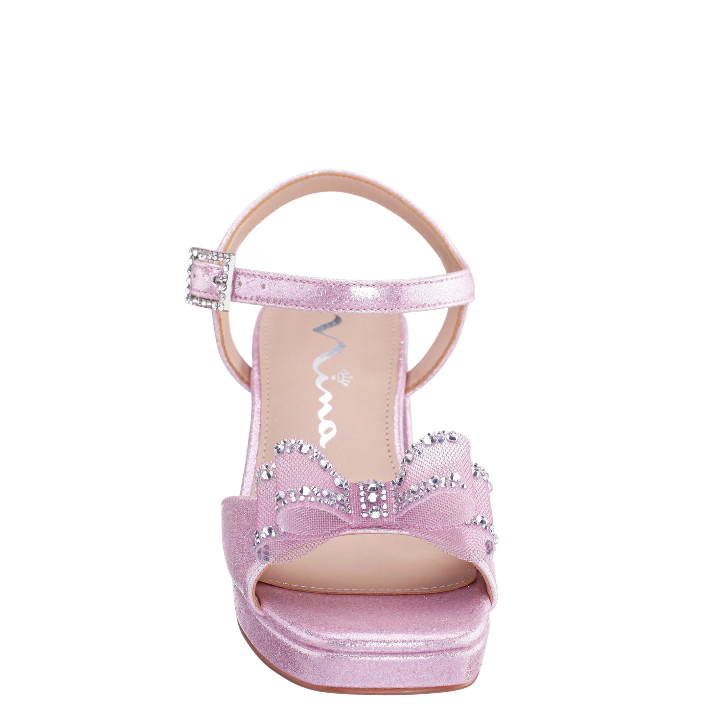 Girls Aiza Pink Glitter Heel Platform Sandal | Nina Shoes