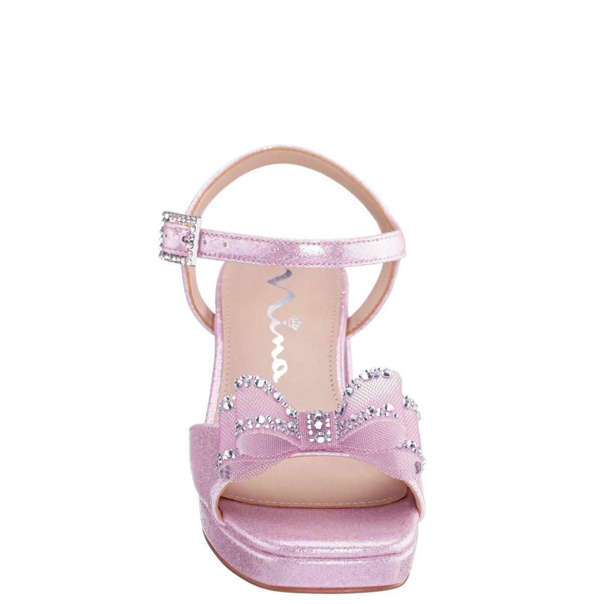 Girls Aiza Pink Glitter Heel Platform Sandal | Nina Shoes