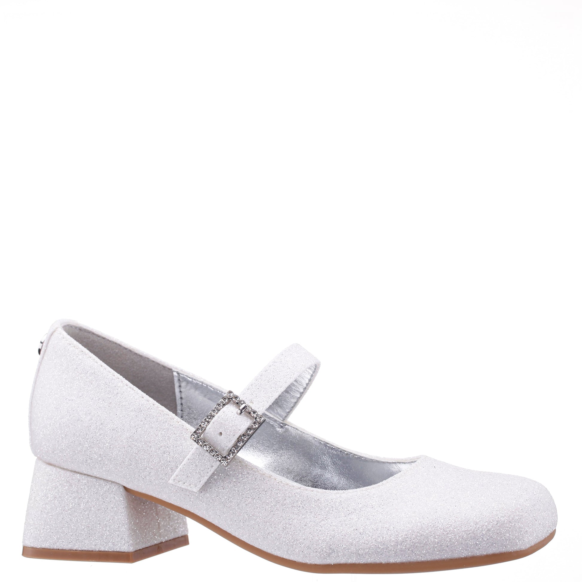 Girls Mila White Glitter Mary Jane Dress Shoe | Nina Shoes