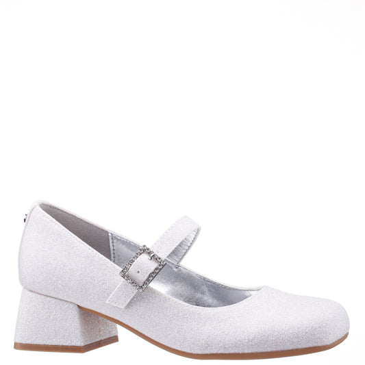 Girls Mila White Glitter Mary Jane Dress Shoe | Nina Shoes