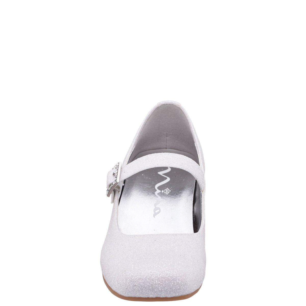 Girls Mila White Glitter Mary Jane Dress Shoe | Nina Shoes