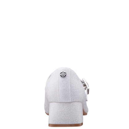 Girls Mila White Glitter Mary Jane Dress Shoe | Nina Shoes