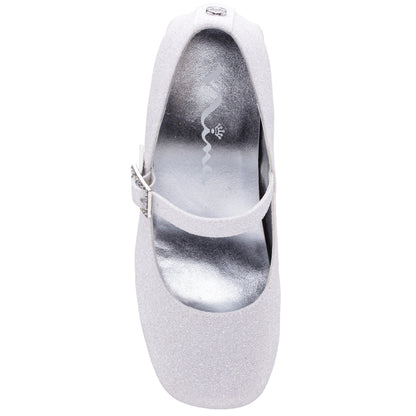 Girls Mila White Glitter Mary Jane Dress Shoe | Nina Shoes