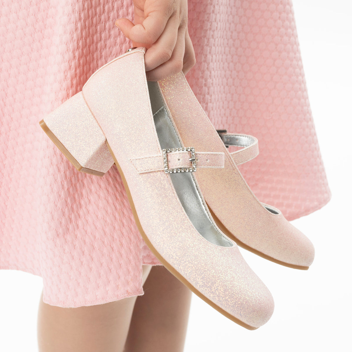 Girls Mila Pink Glitter Mary Jane Dress Shoe | Nina Shoes