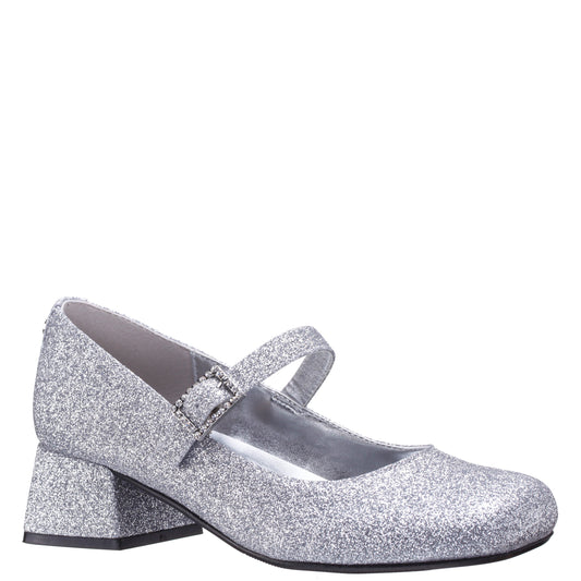 Girls Mila Silver Glitter Mary Jane Dress Shoe | Nina Shoes