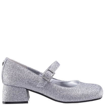 Girls Mila Silver Glitter Mary Jane Dress Shoe | Nina Shoes