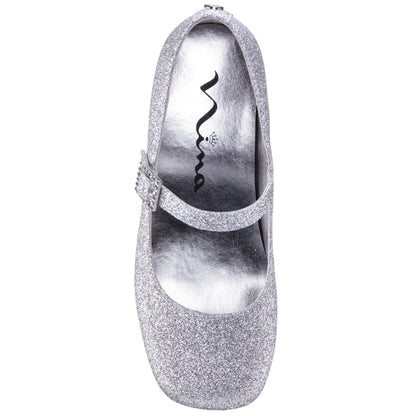 Girls Mila Silver Glitter Mary Jane Dress Shoe | Nina Shoes