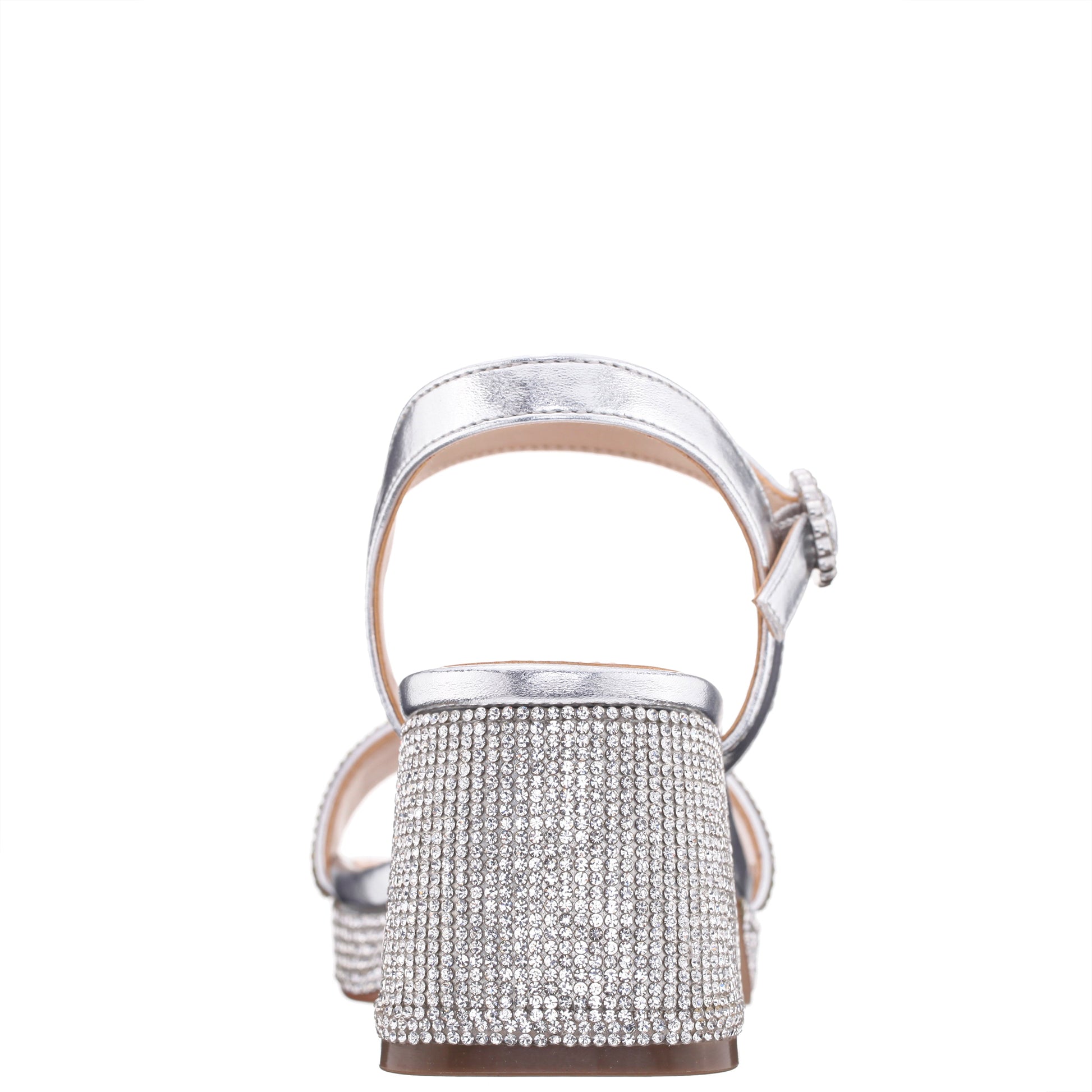 Girls Marysol Silver Metallic Rhinestone Platform Dress Sandals | Nina Shoes