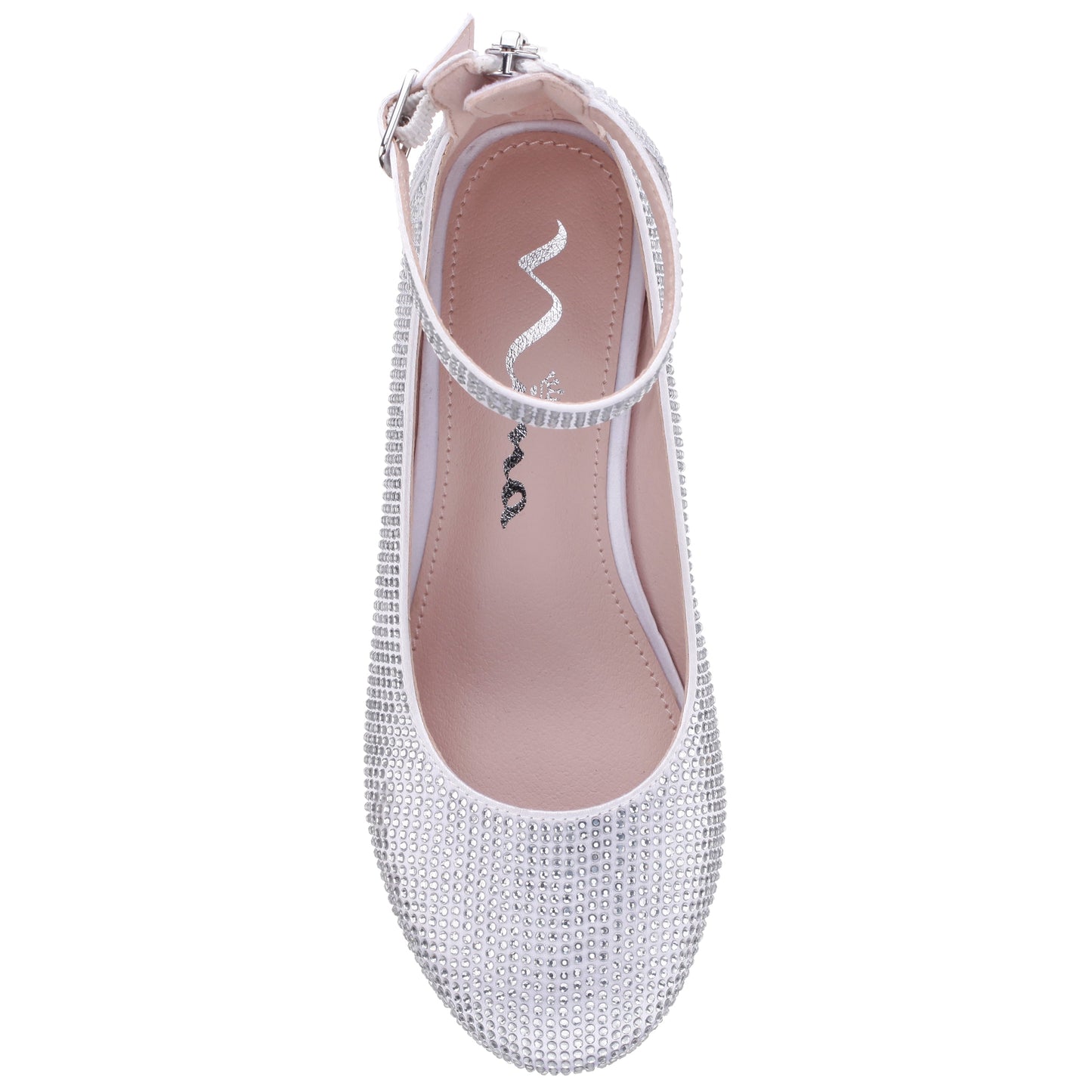Girls Lennie2 White Rhinestone Dress Shoes | Nina Shoes
