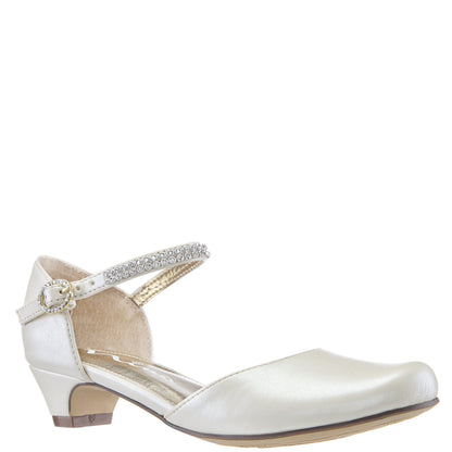 Girls Cera Beige Pearlized Dress Shoes with Rhinestones | Nina Shoes