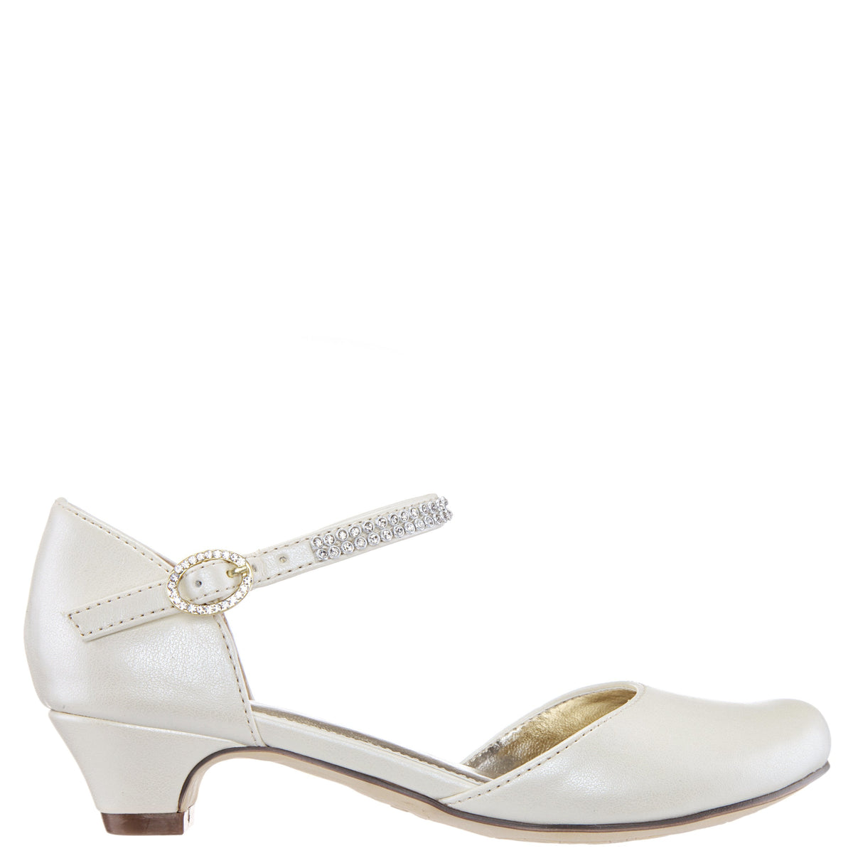 Girls Cera Beige Pearlized Dress Shoes with Rhinestones | Nina Shoes