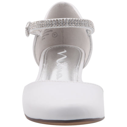 Girls Cera White Dress shoes with Rhinestones | Nina Shoes