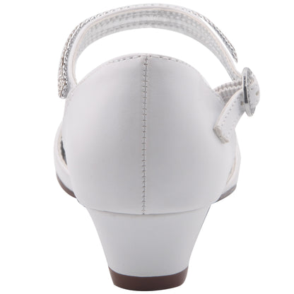 Girls Cera White Dress shoes with Rhinestones | Nina Shoes