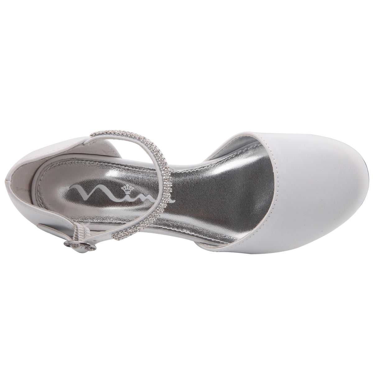 Girls Cera White Dress shoes with Rhinestones | Nina Shoes