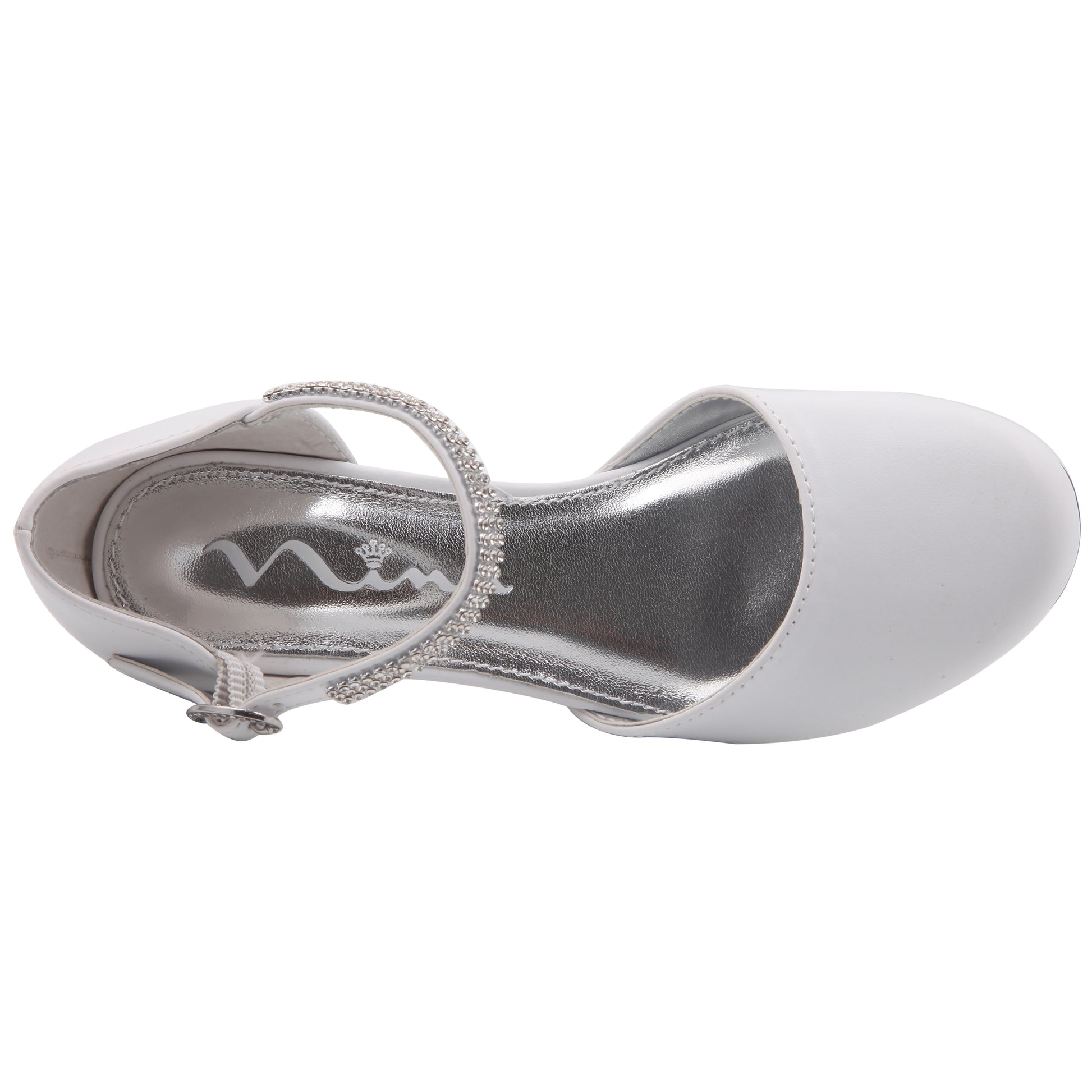Girls Cera White Dress shoes with Rhinestones | Nina Shoes