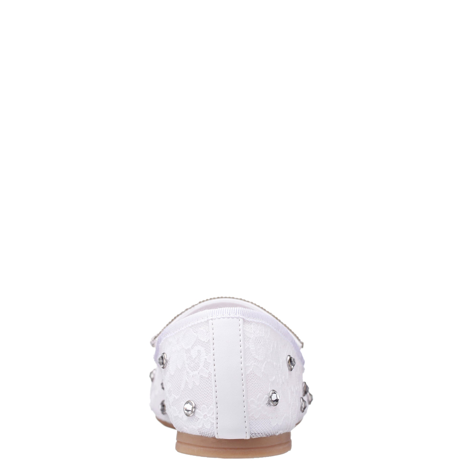 Girls Leva White Lace Rhinestone Ballet Flats | Nina Shoes