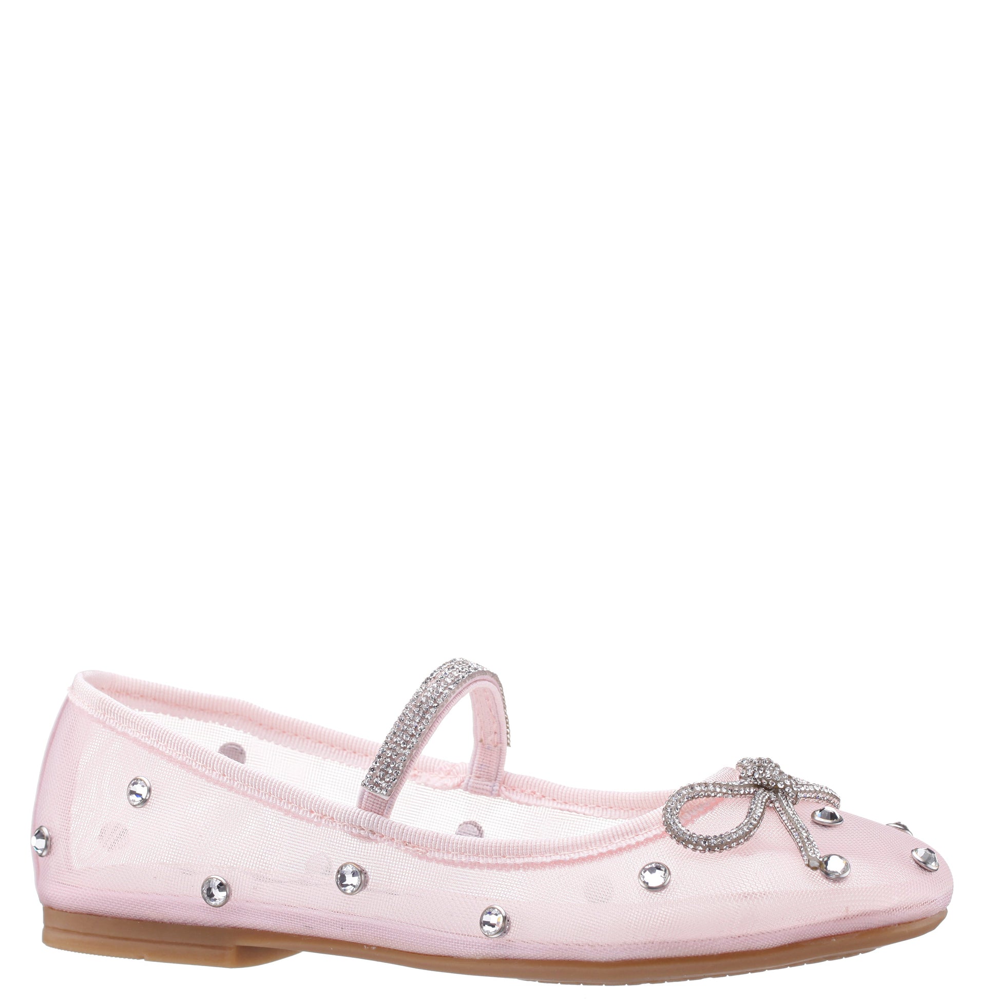 Girls Leva Pink Rhinestone Mesh Ballet Flats | Nina Shoes