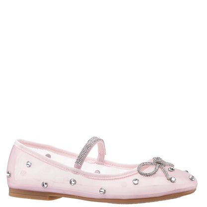 Girls Leva Pink Rhinestone Mesh Ballet Flats | Nina Shoes