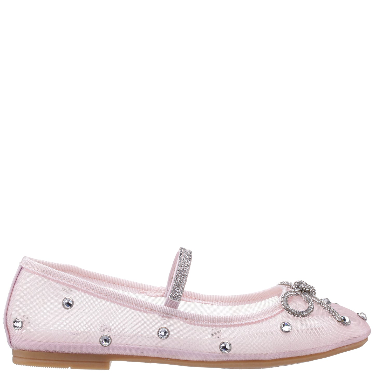 Girls Leva Pink Rhinestone Mesh Ballet Flats | Nina Shoes