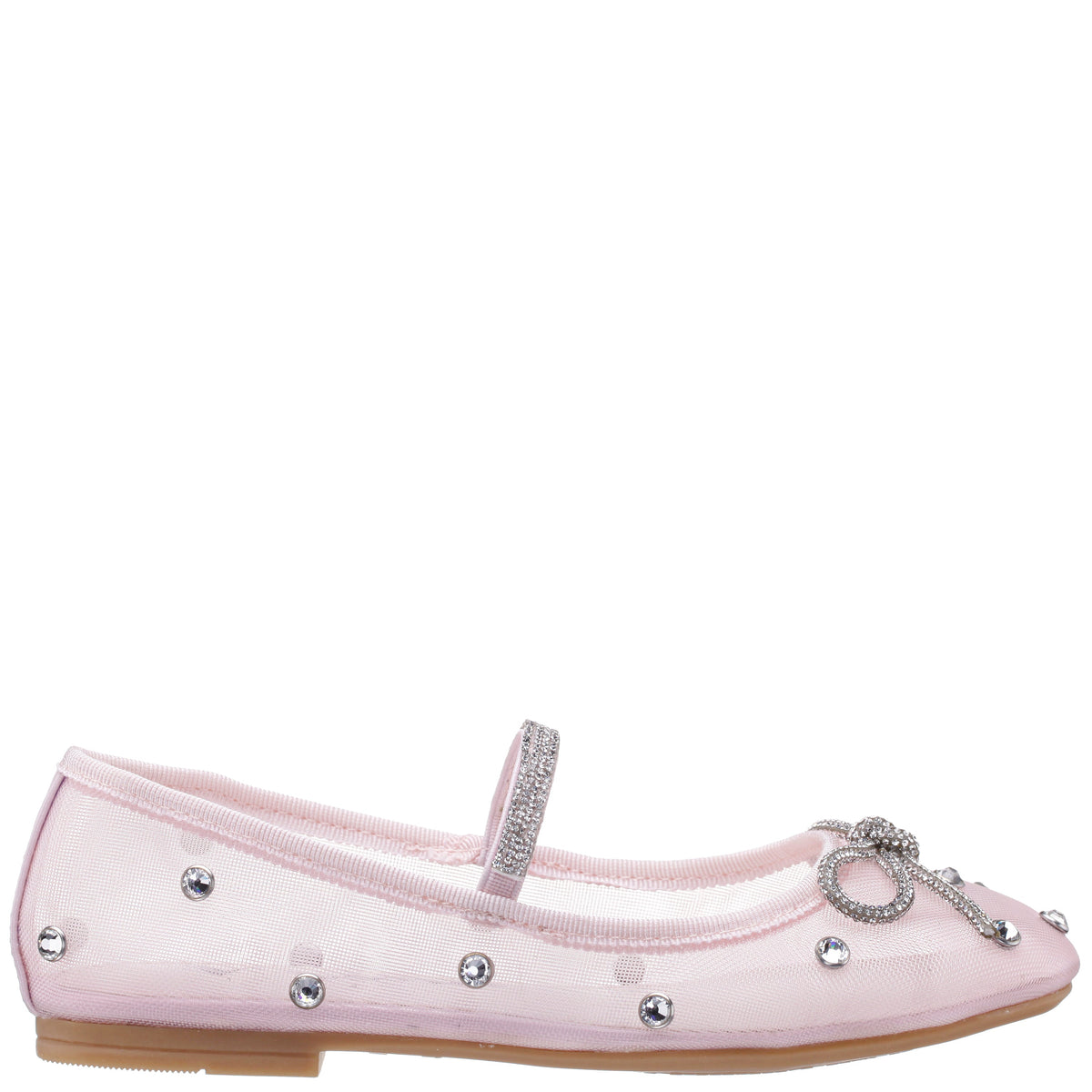 Girls Leva Pink Rhinestone Mesh Ballet Flats | Nina Shoes