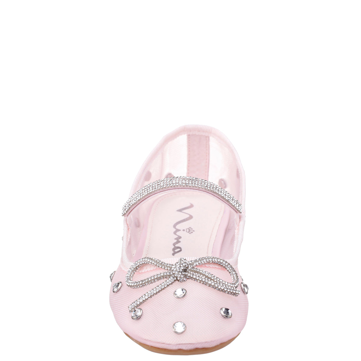 Girls Leva Pink Rhinestone Mesh Ballet Flats | Nina Shoes