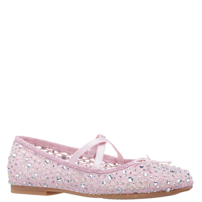 Girls Hadley Pink Rhinestone Mesh Ballet Flats | Nina Shoes