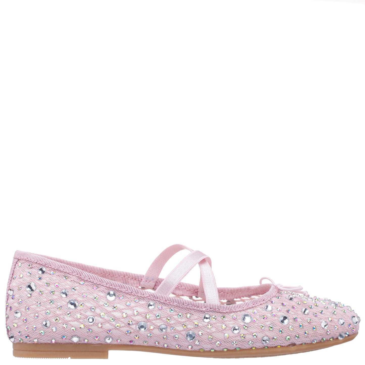Girls Hadley Pink Rhinestone Mesh Ballet Flats | Nina Shoes
