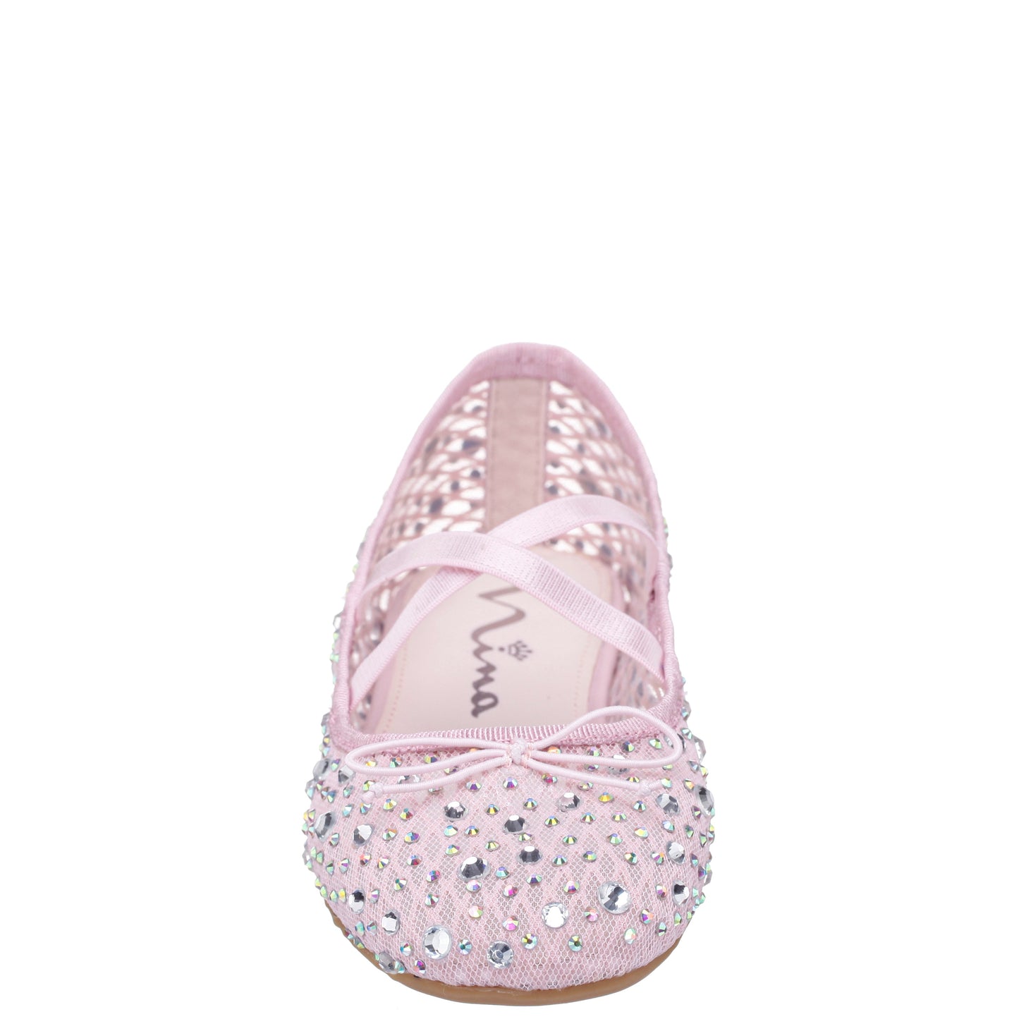 Girls Hadley Pink Rhinestone Mesh Ballet Flats | Nina Shoes