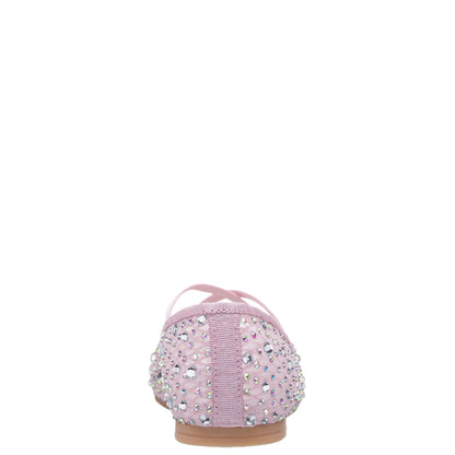 Girls Hadley Pink Rhinestone Mesh Ballet Flats | Nina Shoes