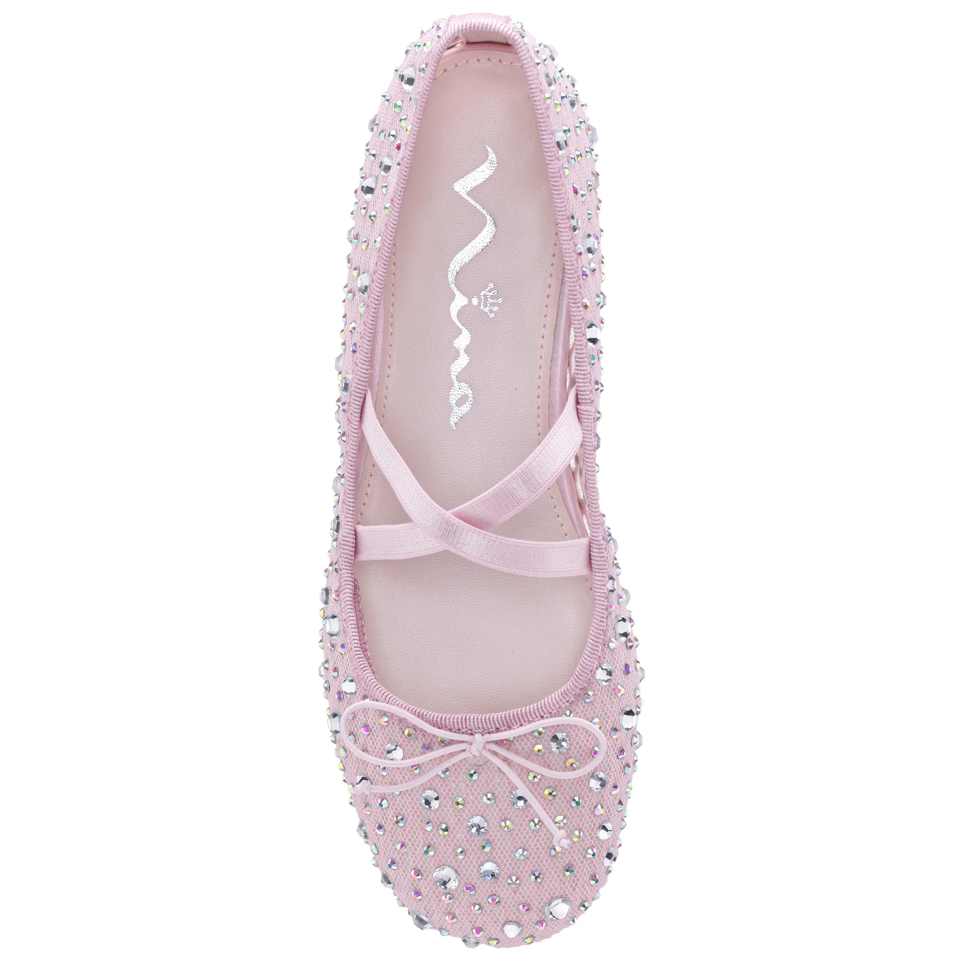 Girls Hadley Pink Rhinestone Mesh Ballet Flats | Nina Shoes