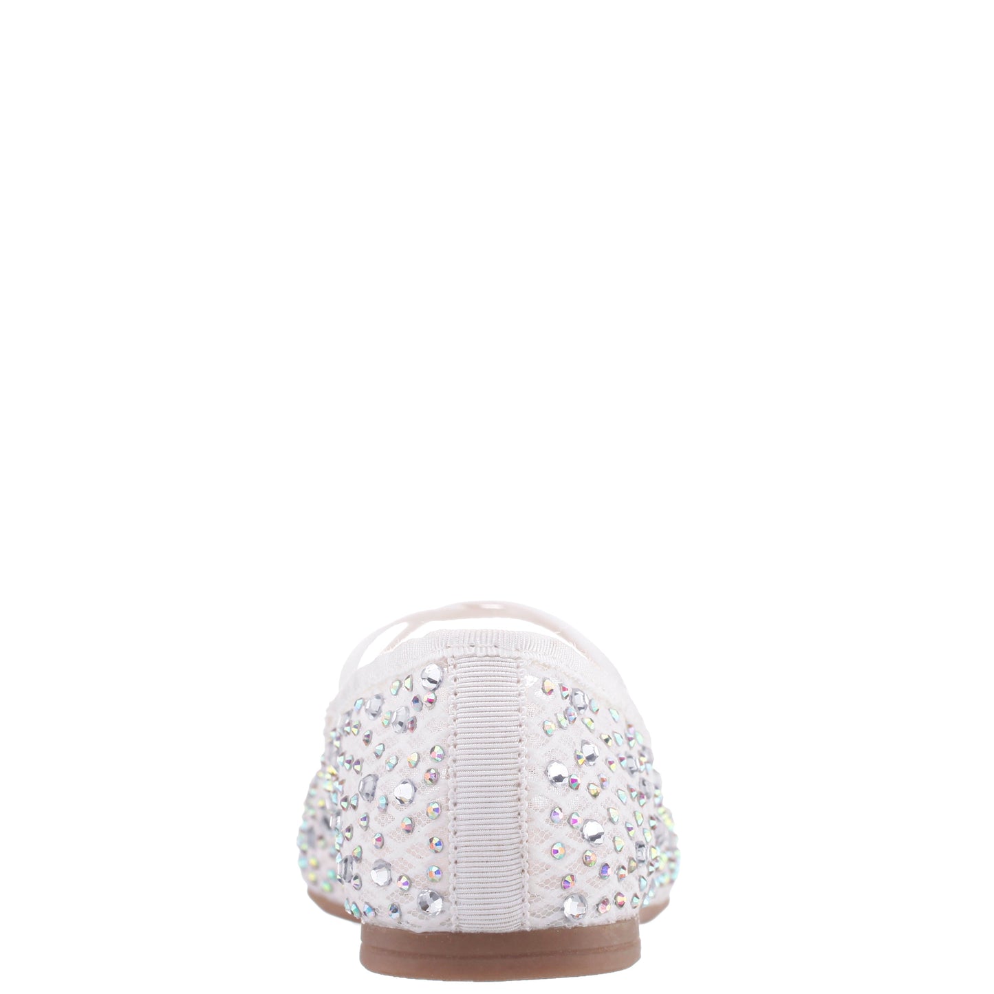 Girls Hadley White Rhinestone Mesh Ballet Flats | Nina Shoes