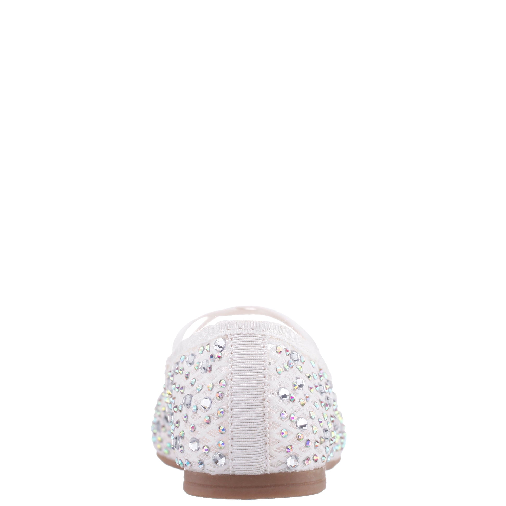 Girls Hadley White Rhinestone Mesh Ballet Flats | Nina Shoes