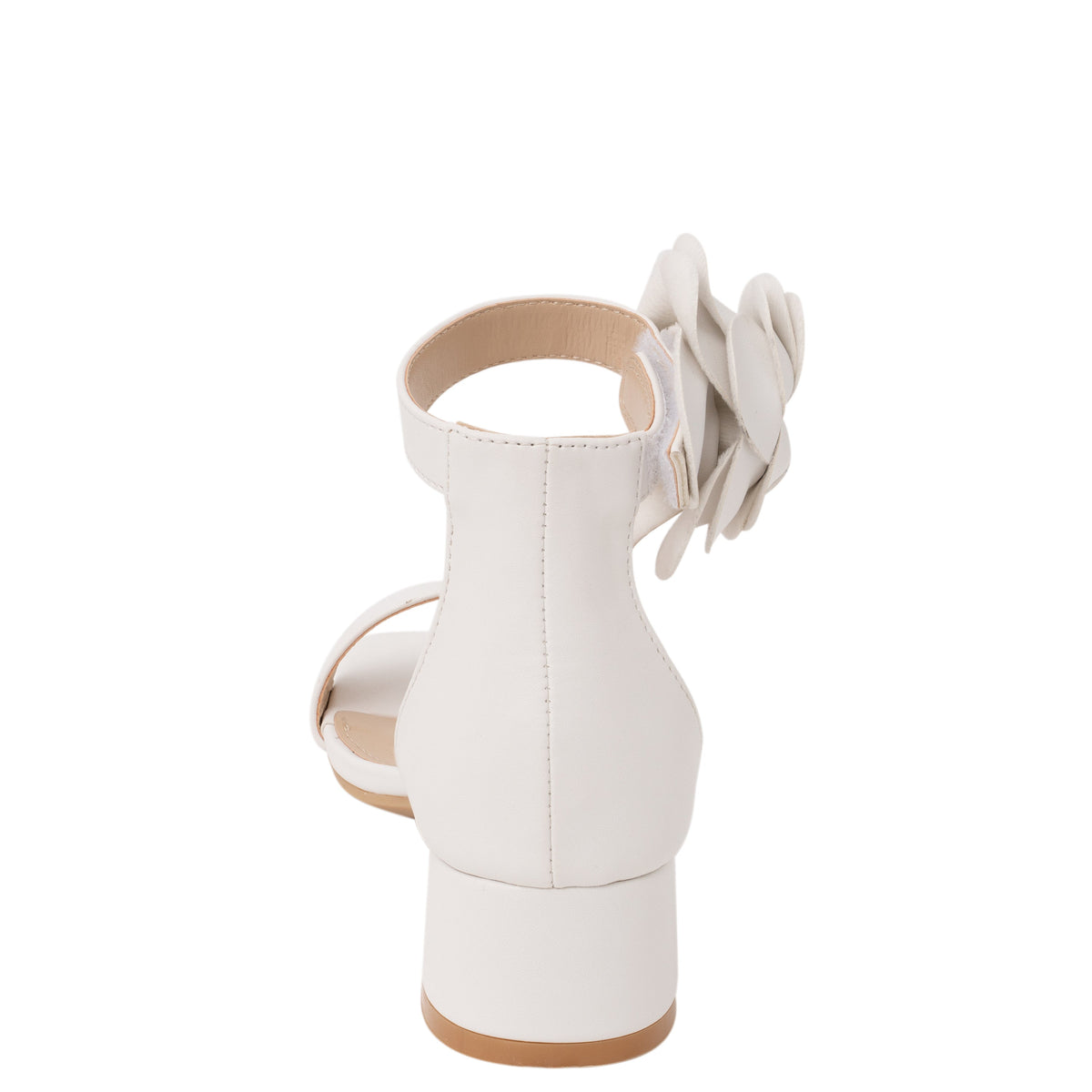 Girls Mona White Block Heel Flower Sandals | Nina Shoes