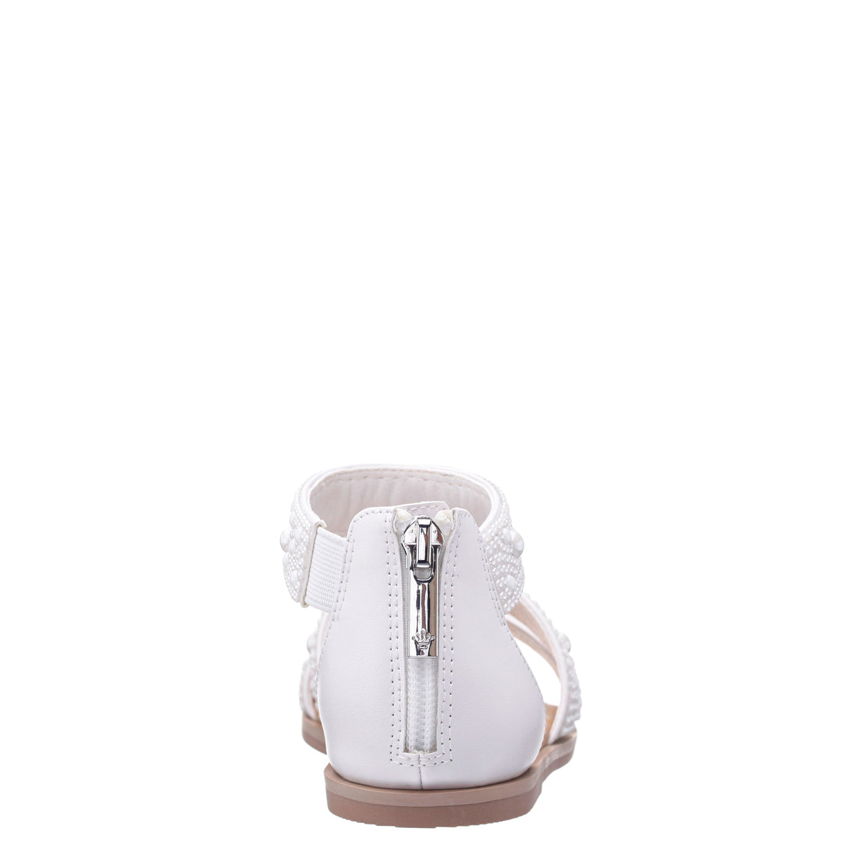 Girls Analeigh White Zip Back Pearl Sandals | Nina Shoes