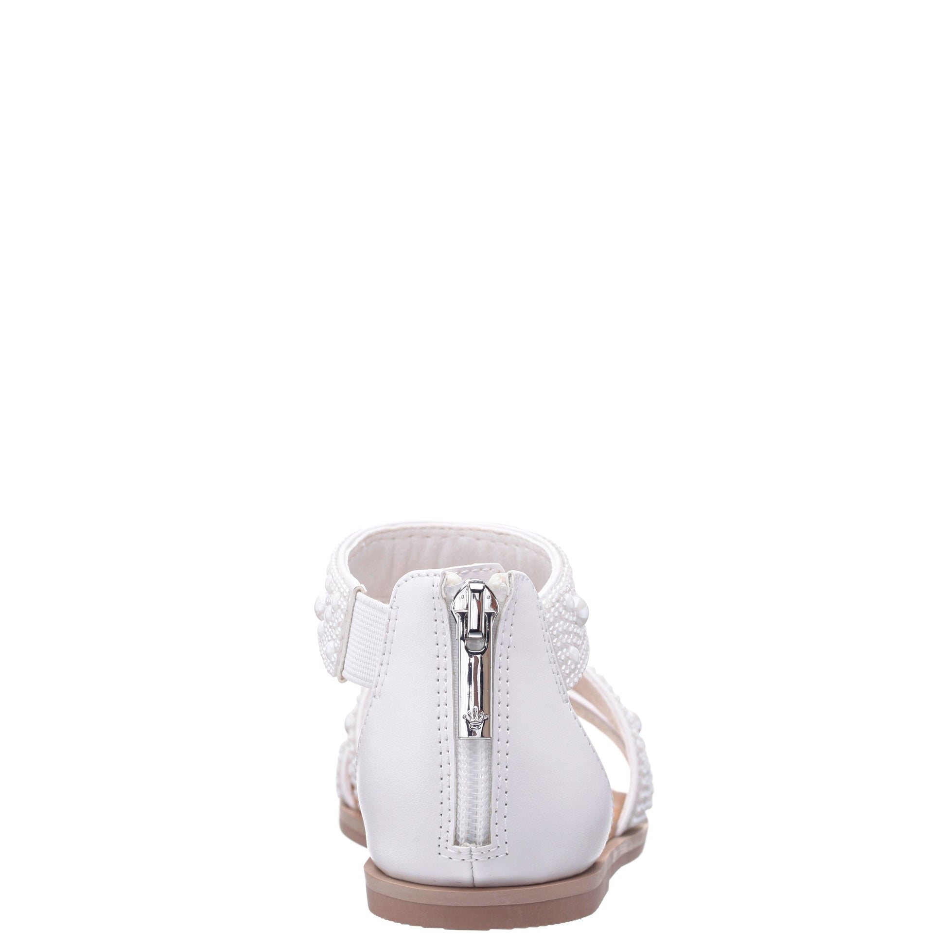 Girls Analeigh White Zip Back Pearl Sandals | Nina Shoes