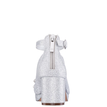 Girls Daylin Silver Glitter Ankle Strap Dress Shoes | Nina Shoes