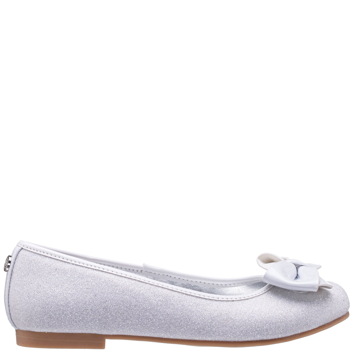 Girls Rose White Glitter Flower Ballet Flats | Nina Shoes