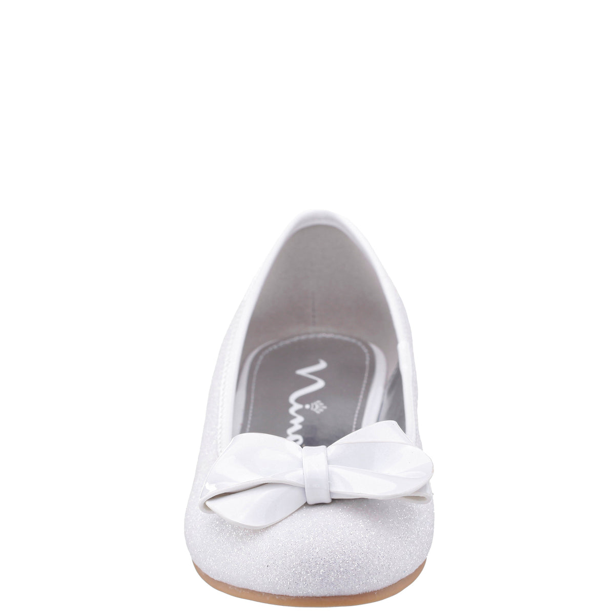 Girls Rose White Glitter Flower Ballet Flats | Nina Shoes