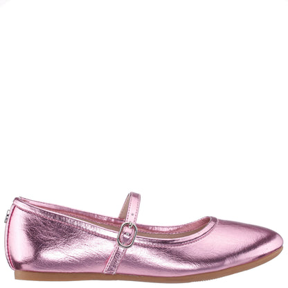 Girls Nicola Pink Crackle Metallic Ballet Flats | Nina Shoes
