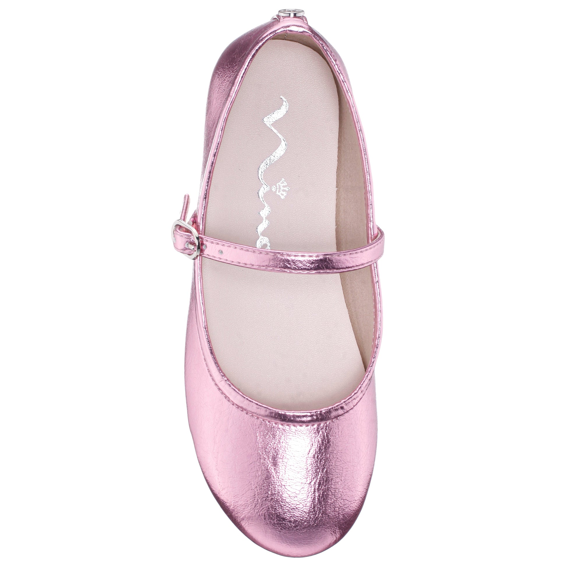 Girls Nicola Pink Crackle Metallic Ballet Flats | Nina Shoes